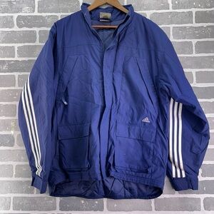 Vintage Original 1990’s Adidas Blue Heavyweight 3 Stripe Jacket Size Medium